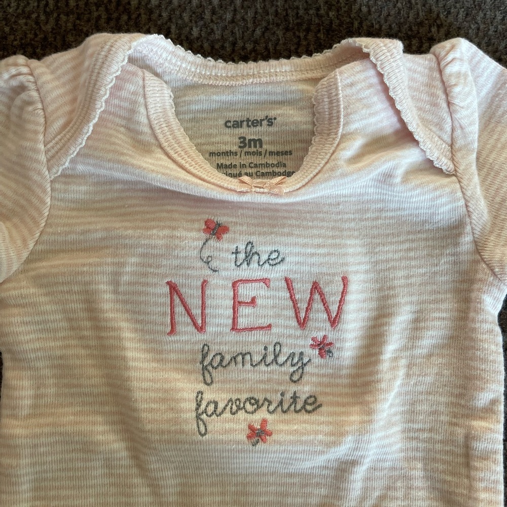 Carter's 3 months Pink & White Striped SS Onesie 🩷🤍 EUC